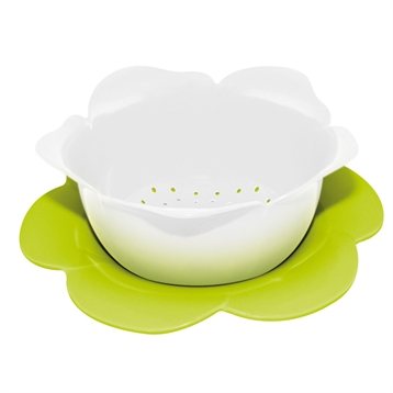 Passoires, chinois et tamis : Set passoire et soucoupe blanc vert